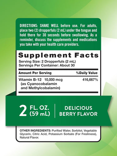 Vitamin B-12 Sublingual 10,000 mcg Liquid