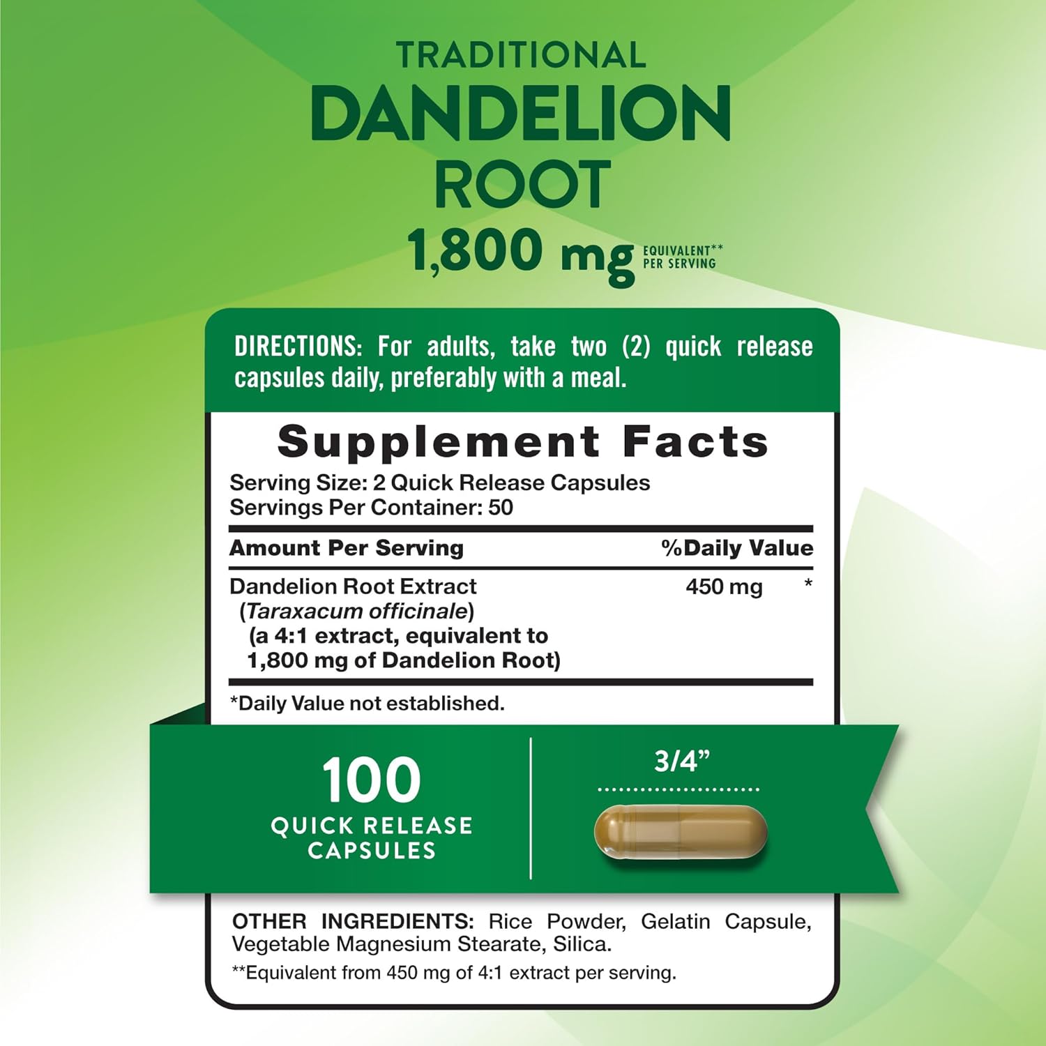 Dandelion Root Extract 1800mg