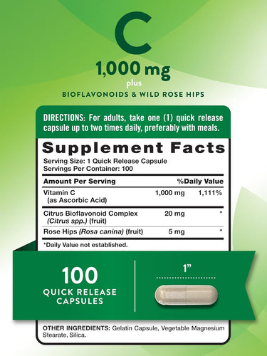 Vitamin C 1000 mg with Bioflavonoids, Rose Hips