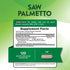 Saw Palmetto 2400 mg, 120 Quick Release Capsules with one capsule measuring 7/8 inch displayed.