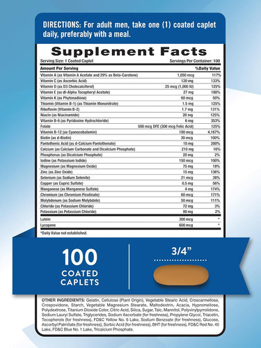 Multivitamin For Men 50 Plus | 100 Coated Caplets