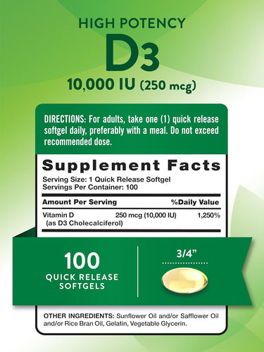 Vitamin D3 10,000 IU (250 mg)