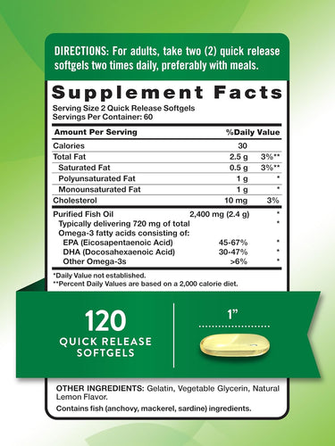Fish Oil 2400 mg | Lemon Flavor