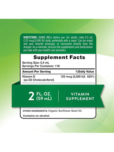 Vitamin D3 5000 IU (125 mcg) Liquid