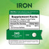 Image of Supplement Facts panel for Iron Ferrous Sulfate 65 mg with 240 tablets, detailing nutritional information.