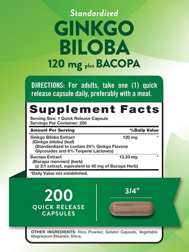 Ginkgo Biloba Extract 120 mg with Bacopa