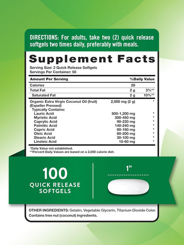 Extra Virgin Coconut Oil 2000 mg