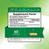 Supplement Facts panel detailing information for Berberine 60 Veg Capsules.