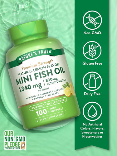 Mini Omega 3 Fish Oil 1340 mg | Lemon Flavor
