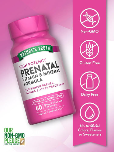 Prenatal Vitamins with Folic Acid | 60 Capsules