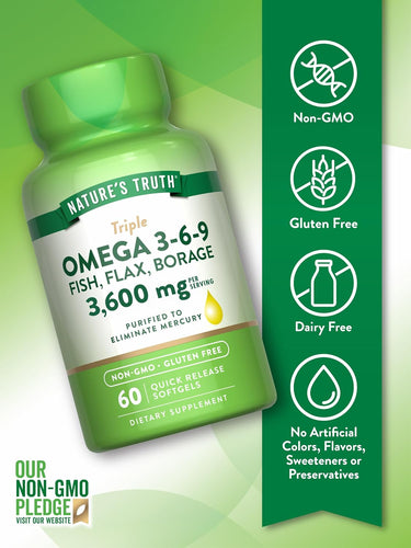 Triple Omega 3-6-9 3600 mg with Fish, Flax, Borage