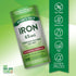 Iron bottle with icons indicating Non-GMO, Gluten Free, Dairy Free, Vegan, No Artificial Colors, Flavors or Preservatives.