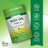 Lemon Fish Oil bottle with icons indicating it is Non-GMO, Gluten Free, Dairy Free, No Artificial Colors, Flavors, Sweeteners.