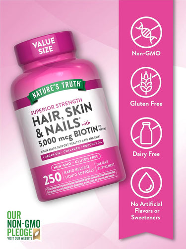 Vitamines pour Cheveux, Peau et Ongles | 5000mcg