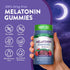 Melatonin Gummies bottle with icons indicating Non-GMO, Soy Free, Gluten Free, Vegan, Milk & Lactose Free, No Artificial Sweeteners.