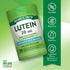 Lutein bottle with icons indicating Non-GMO, Gluten Free, Dairy Free, No Artificial Flavors, Sweeteners, or Preservatives.