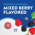 Delicious Mixed Berry flavored gummy, 3/4 inch, with raspberries, blueberries, blackberries, red currants, and mint.