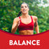 An adult woman runs outdoors with a graphic that reads 'BALANCE', featuring Apple Cider Vinegar Gummies.
