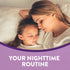 Adult and young female sleeping, promoting YOUR NIGHTTIME ROUTINE with NT Melatonin Gummies.