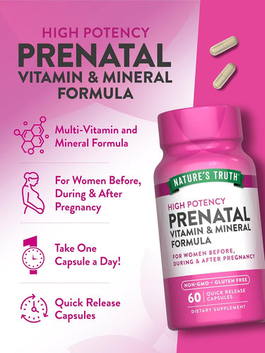Prenatal Vitamins with Folic Acid | 60 Capsules
