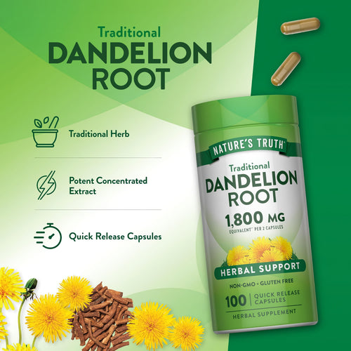 Product highlights graphic stating Traditional Herb, Potent Concentrated Extract, Quick Release Capsules.