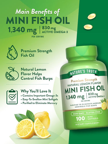 Mini Omega 3 Fish Oil 1340 mg | Lemon Flavor