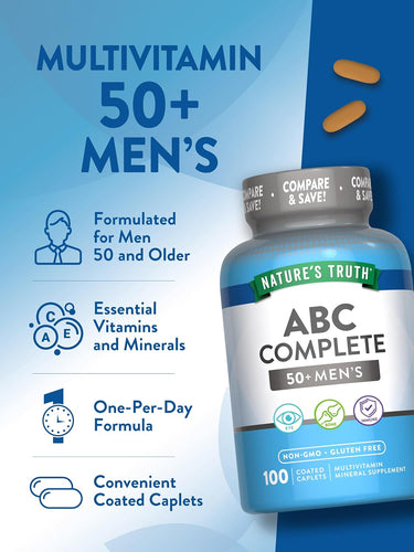 Multivitamin For Men 50 Plus | 100 Coated Caplets