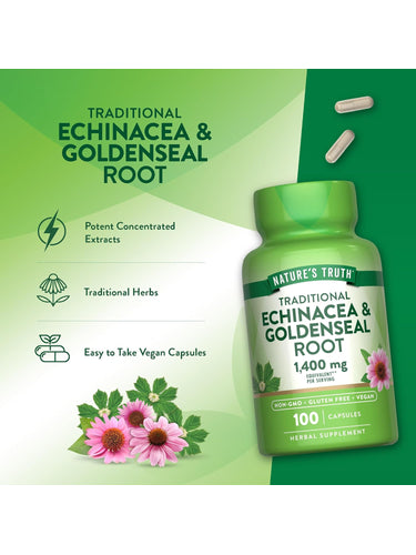 Echinacea & Goldenseal Wurzel | 100 Stück