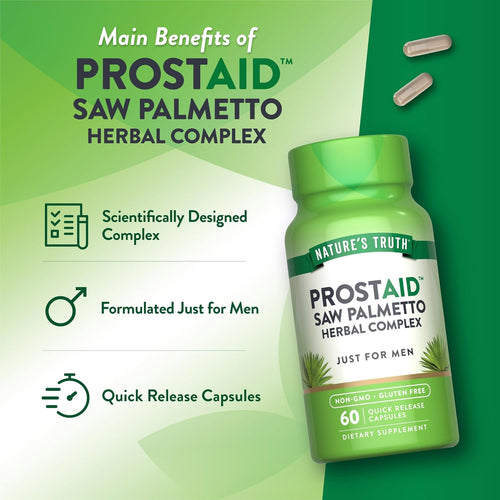 Product highlights graphic stating Complex scientifically designed for men with quick release capsules.