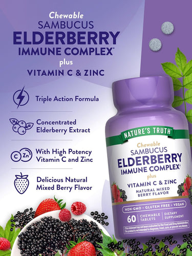 Elderberry Immune Complex with Vitamin C and Zinc | Chewables