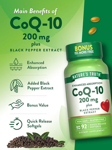 CoQ-10 200 mg avec Poivre Noir