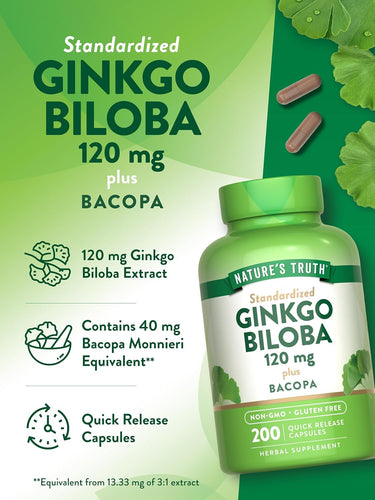 Ginkgo Biloba Extract 120 mg with Bacopa