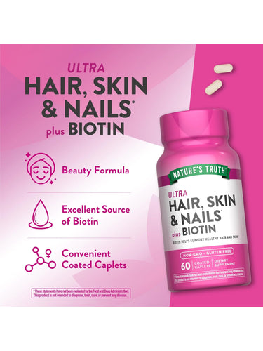 Vitamines Peau Cheveux et Ongles avec Biotine, Collagène