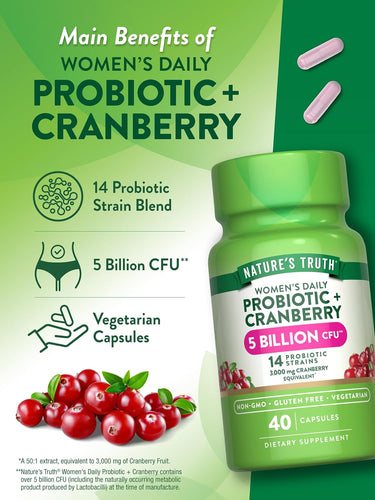 Probiotics for Women with Cranberry | 5 Billion CFU