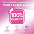 Infographic shows Purity & Excellence, with 100% QUALITY, GMP CERTIFIED COMPANY, FDA REGISTERED FACILITY, PACKAGED IN THE U.S.A.