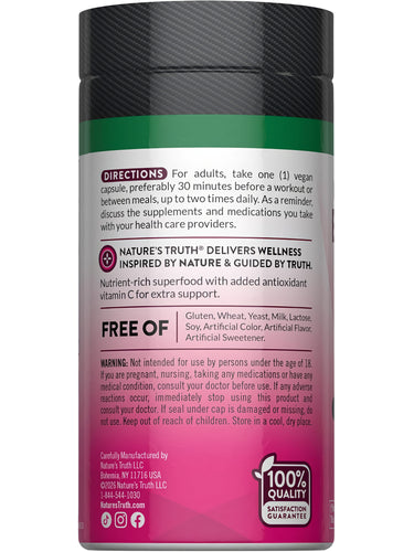 NT Beet Root with Nitrates 60 Capsules. Free of Gluten, Wheat, Yeast, Milk, Lactose, Soy, Artificial Color, Flavor, Sweetener.