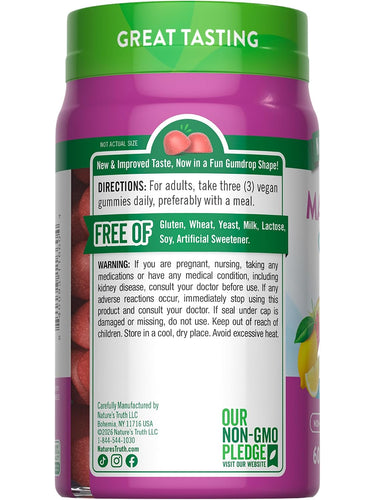 Magnesium 60 Gummies. Great tasting. Free of gluten, wheat, yeast, milk, lactose, soy, artificial sweeteners. Non-GMO.
