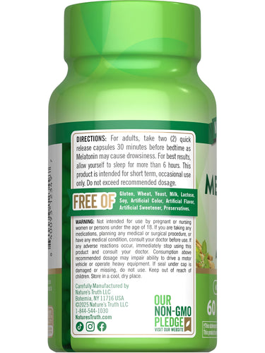 NT Melatonin 10 mg with Ashwagandha, 60 capsules bottle displayed.