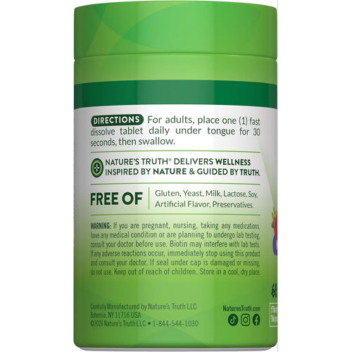 NT Biotin 5000 mcg supplement with 60+18 fast dissolve tablets in the package.