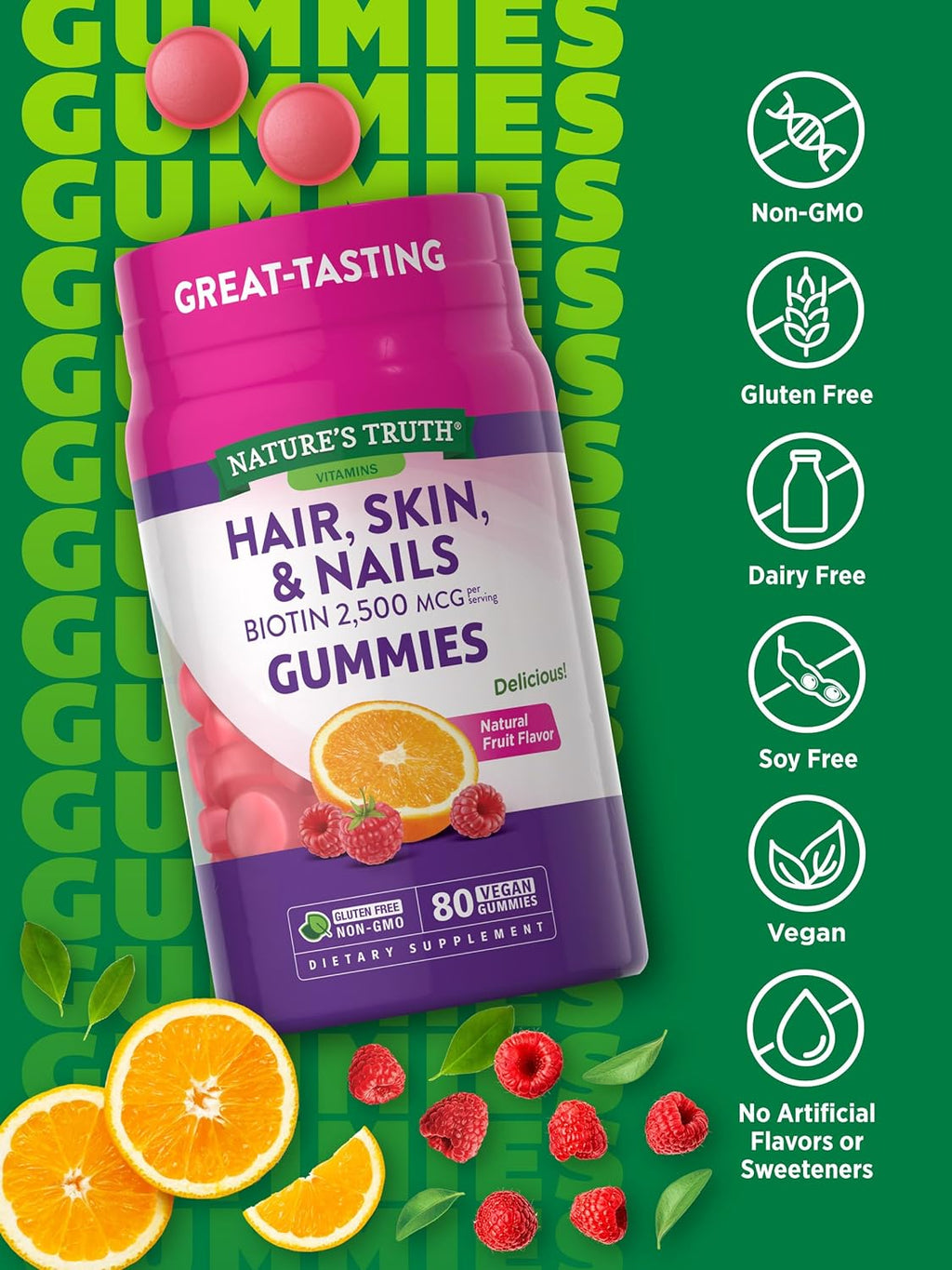 Wild Growth Vitamins Hair Skin + Nails Gummies – 60 Day Supply | tgin