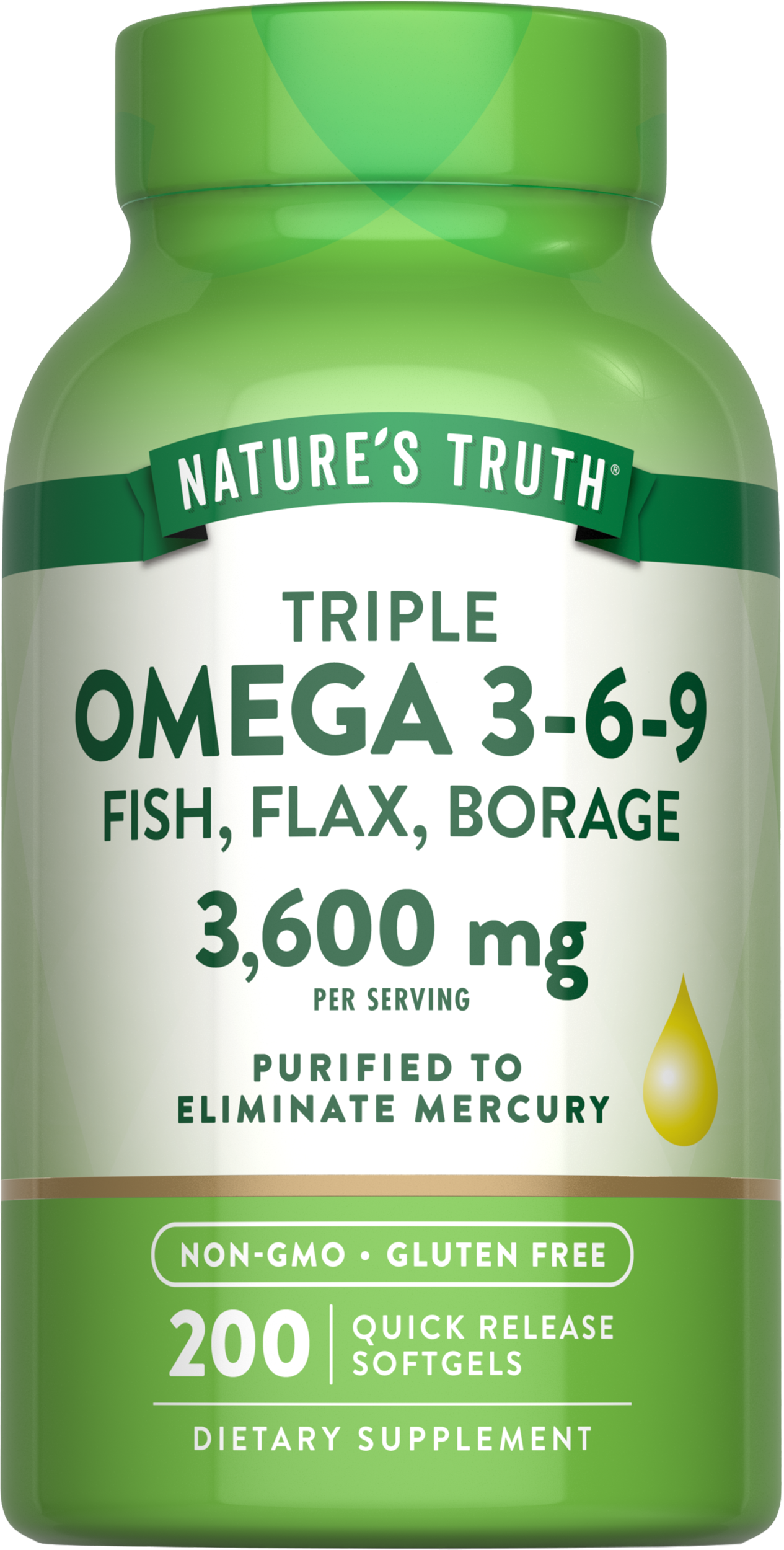 Triple Omega 3-6-9 3600 mg with Fish, Flax, Borage