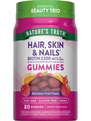 Hair Skin and Nails with 2500 mcg of Biotin