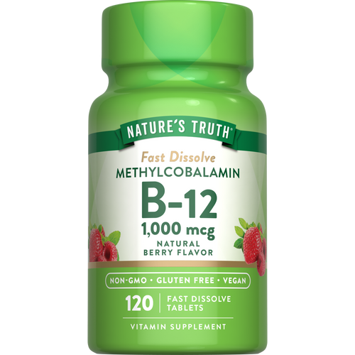 Nature's Truth Fast Dissolve Methylcobalamin B-12 1,000 mcg Natural Berry Flavor, 120 Fast Dissolve Tablets.