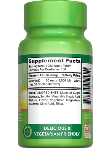Vitamina D3 2000 IU (50 mcg) Mastigáveis