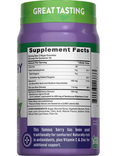 Sambucus Black Elderberry with Vitamin C, Zinc
