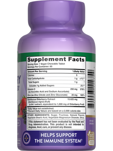 Elderberry Immune Complex with Vitamin C and Zinc | Chewables