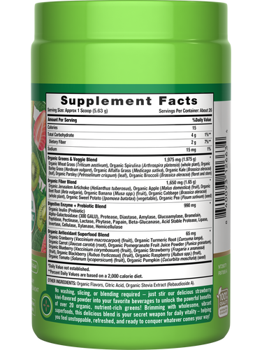 Organic Greens Powder Digestive Enzymes & Prebiotic Blend