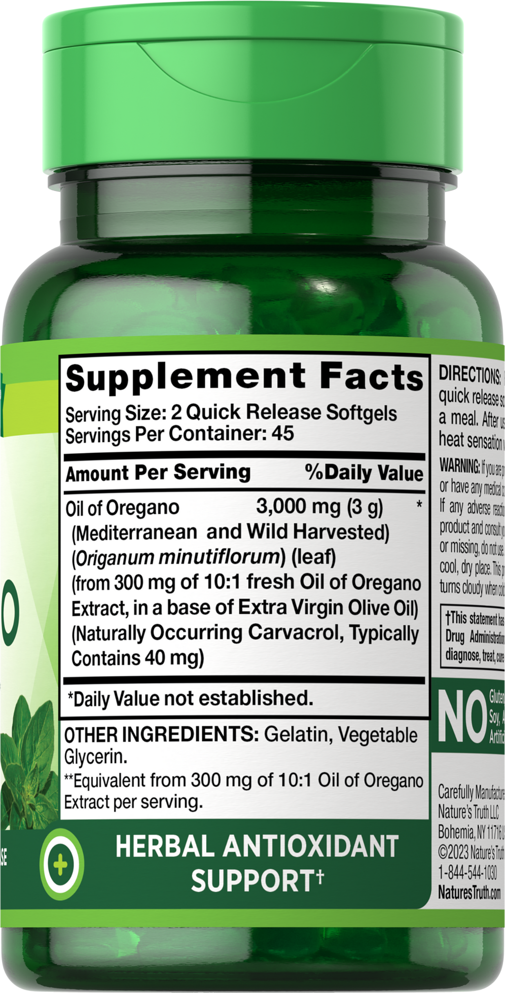 Natures Truth – Cápsulas de gel blando de aceite de orégano 90 unidades  Contiene carvacrol sin OMG sin gluten sin OMG – Yaxa Store