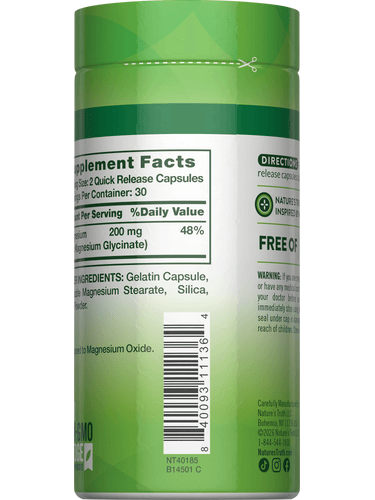 NT Magnesium Glycinate includes 60 capsules in a clear bottle, ideal for magnesium supplementation.