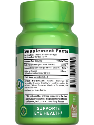 Lutein 20 mg with Zeaxanthin, Bilberry